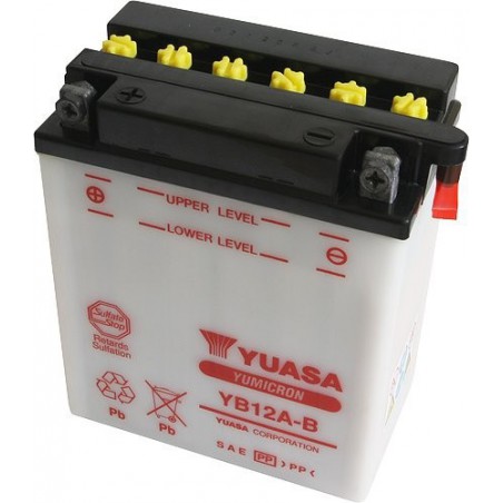 YB12A-A Motorradbatterie 12V 12Ah – Passend Für Honda Shadow 500 1983-1986 Uvm.
