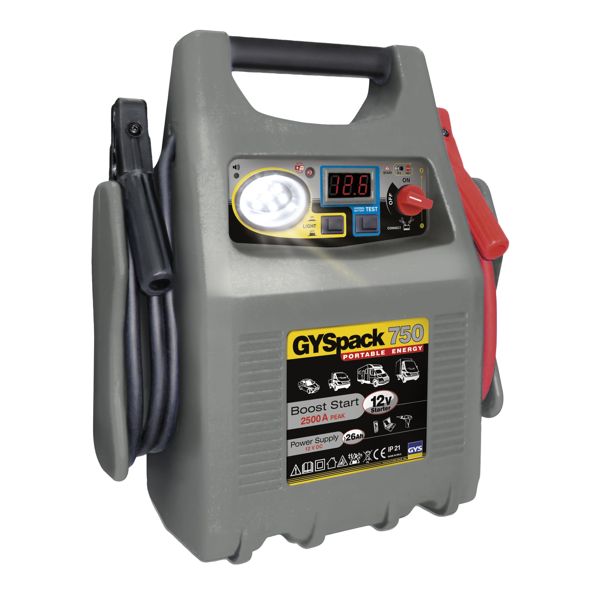 Chargeur démarreur 1900W 12V / 25-250Ah BOOSTER 230V Aide au démarrage  compact puissance