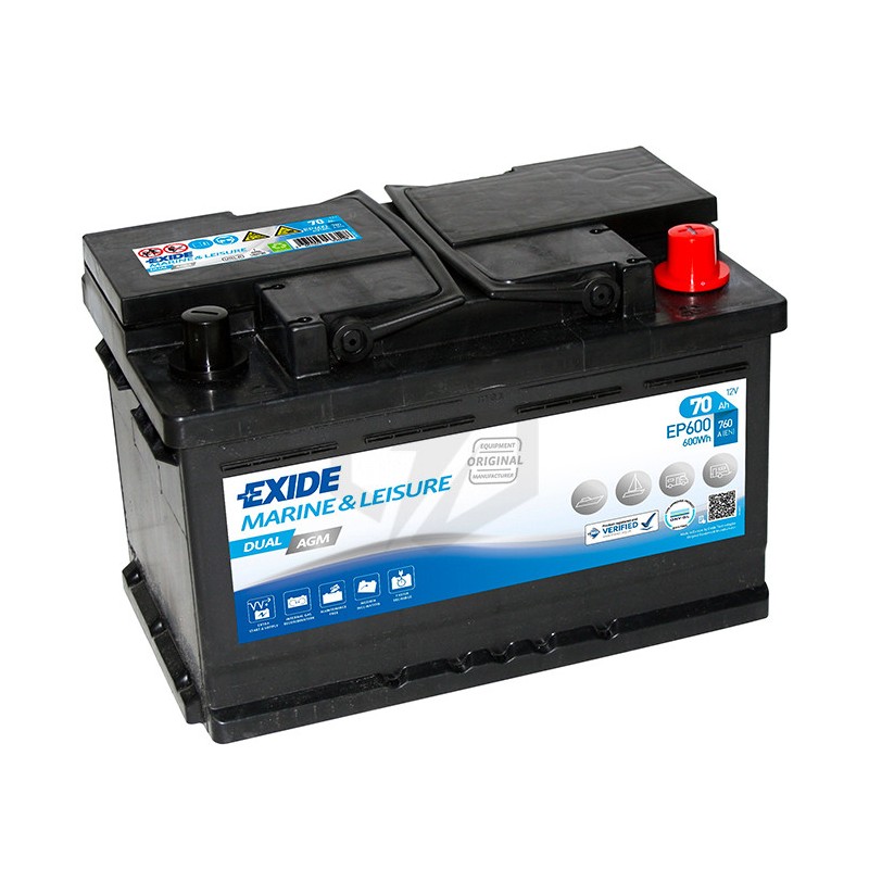 Batterie EXIDE Dual AGM EP600 12V 70AH 760A