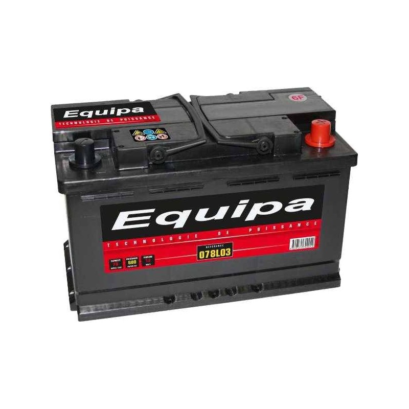Batterie démarrage EQUIPA 078L03 12V 78AH 680A 278x175x190 MM - L3